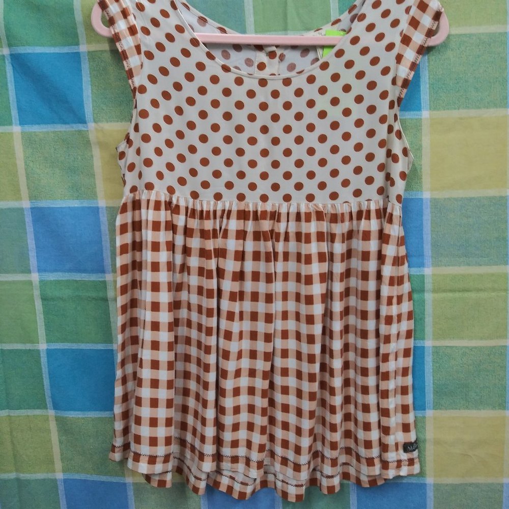 Matilda Jane Cream and Brown Polka Dot & Gingham Tunic